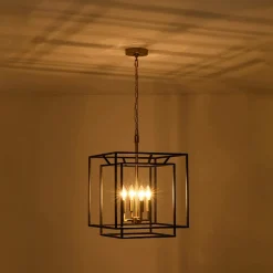 4-Light Candle Style Tiered Square Lantern Pendant