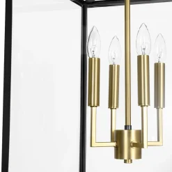 4-Light Candle Style Wide Glass Square Lantern Pendant