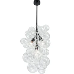 3-Light Cascade Cluster Clear Glass Bubble Chandelier