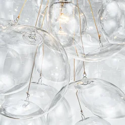 3-Light Cascade Cluster Clear Glass Bubble Chandelier