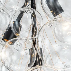 3-Light Cascade Cluster Clear Glass Bubble Chandelier