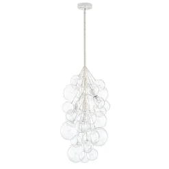 3-Light Cascade Cluster Clear Glass Bubble Chandelier
