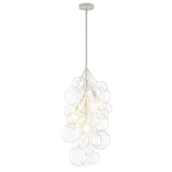 3-Light Cascade Cluster Clear Glass Bubble Chandelier