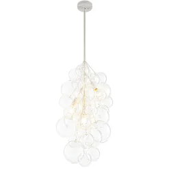 3-Light Cascade Cluster Clear Glass Bubble Chandelier