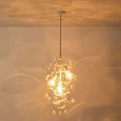 3-Light Cascade Cluster Clear Glass Bubble Chandelier