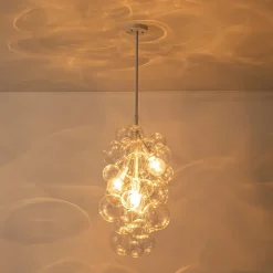 3-Light Cascade Cluster Clear Glass Bubble Chandelier