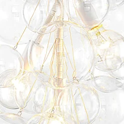 3-Light Cascade Cluster Clear Glass Bubble Chandelier