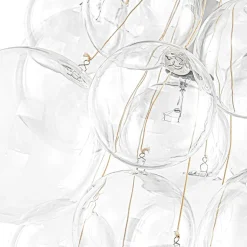 3-Light Cascade Cluster Clear Glass Bubble Chandelier