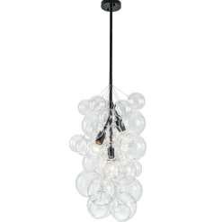 3-Light Cascade Cluster Clear Glass Bubble Chandelier