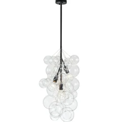 3-Light Cascade Cluster Clear Glass Bubble Chandelier