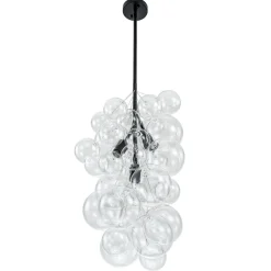 3-Light Cascade Cluster Clear Glass Bubble Chandelier