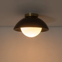 1-Light Ceramic Dome Frosted Shade Semi Flush Mount