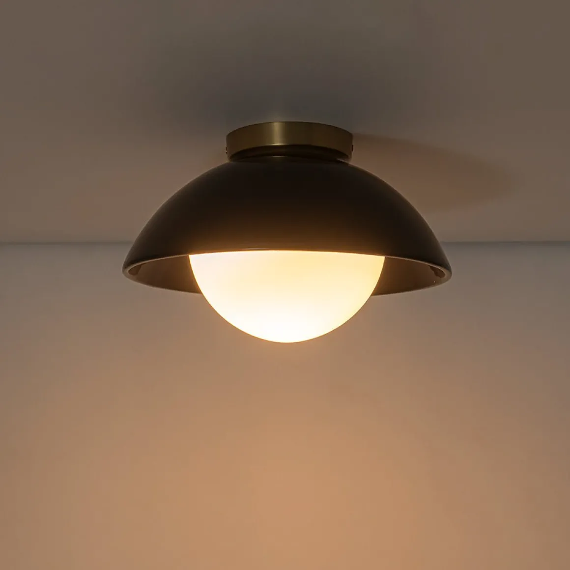 1-Light Ceramic Dome Frosted Shade Semi Flush Mount