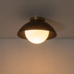 1-Light Ceramic Dome Frosted Shade Semi Flush Mount