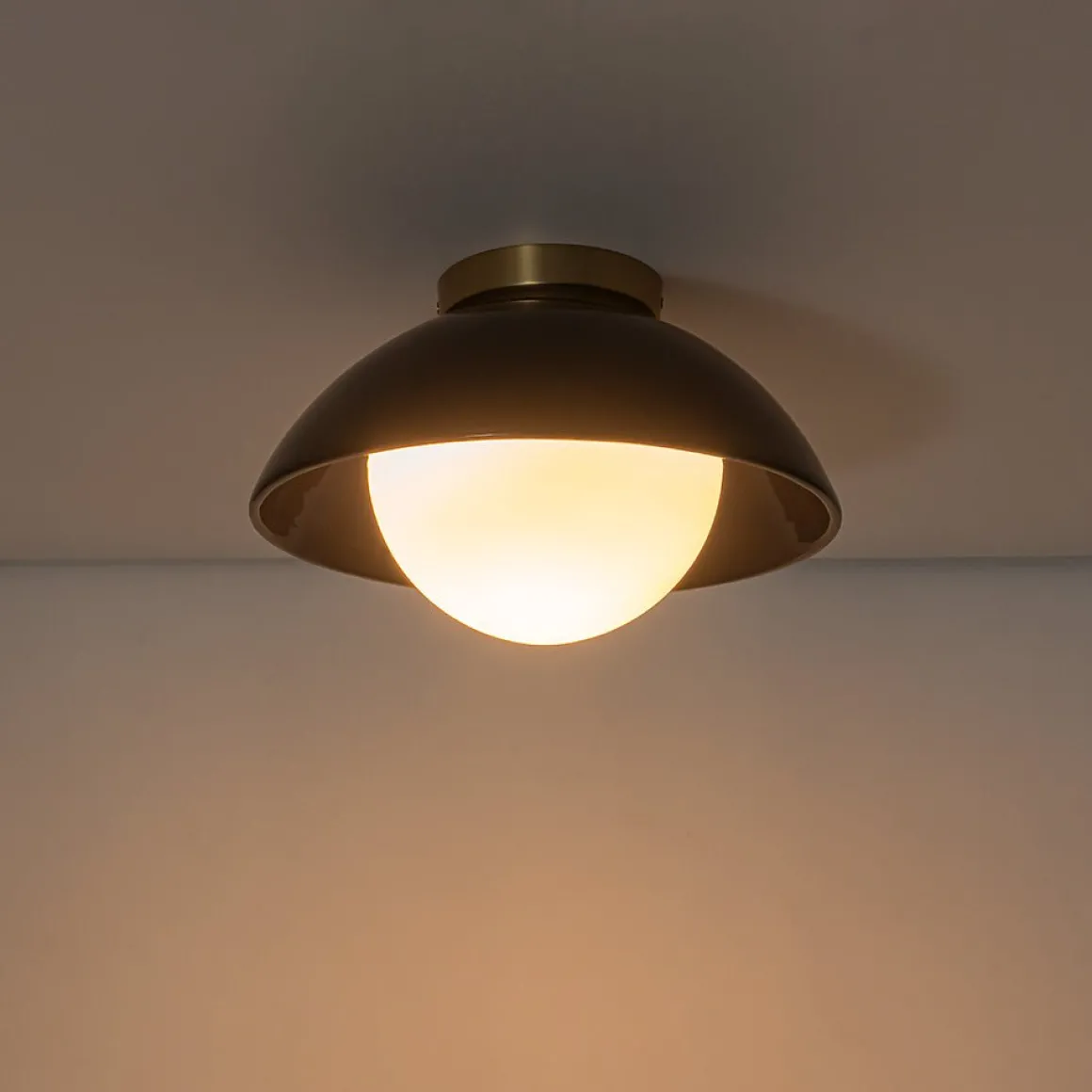 1-Light Ceramic Dome Frosted Shade Semi Flush Mount