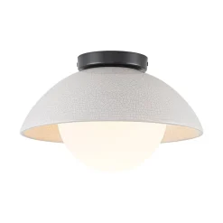 1-Light Ceramic Dome Frosted Shade Semi Flush Mount