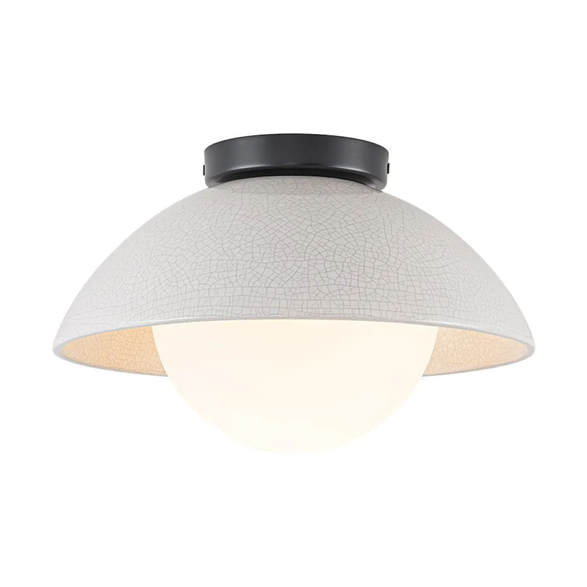 1-Light Ceramic Dome Frosted Shade Semi Flush Mount