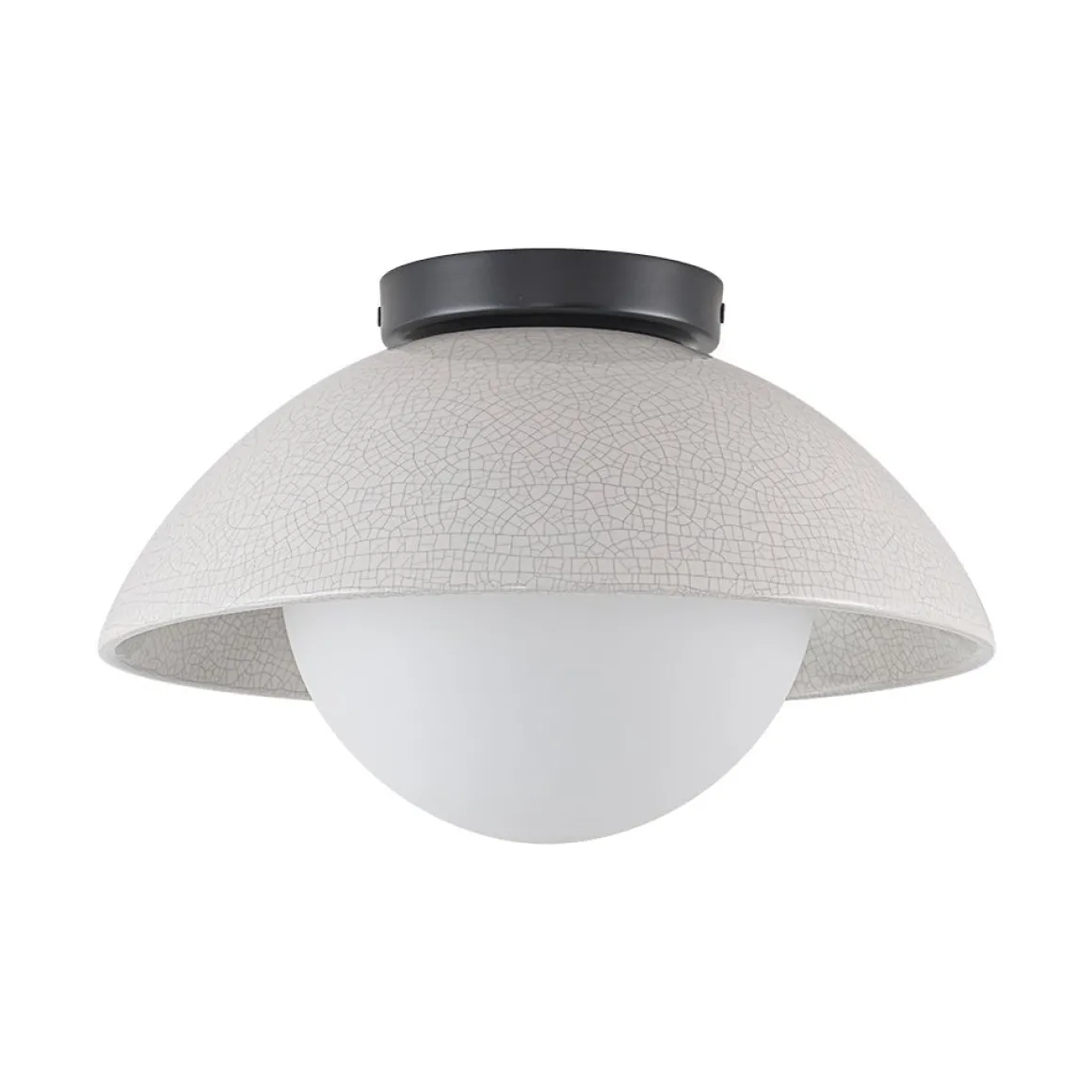 1-Light Ceramic Dome Frosted Shade Semi Flush Mount