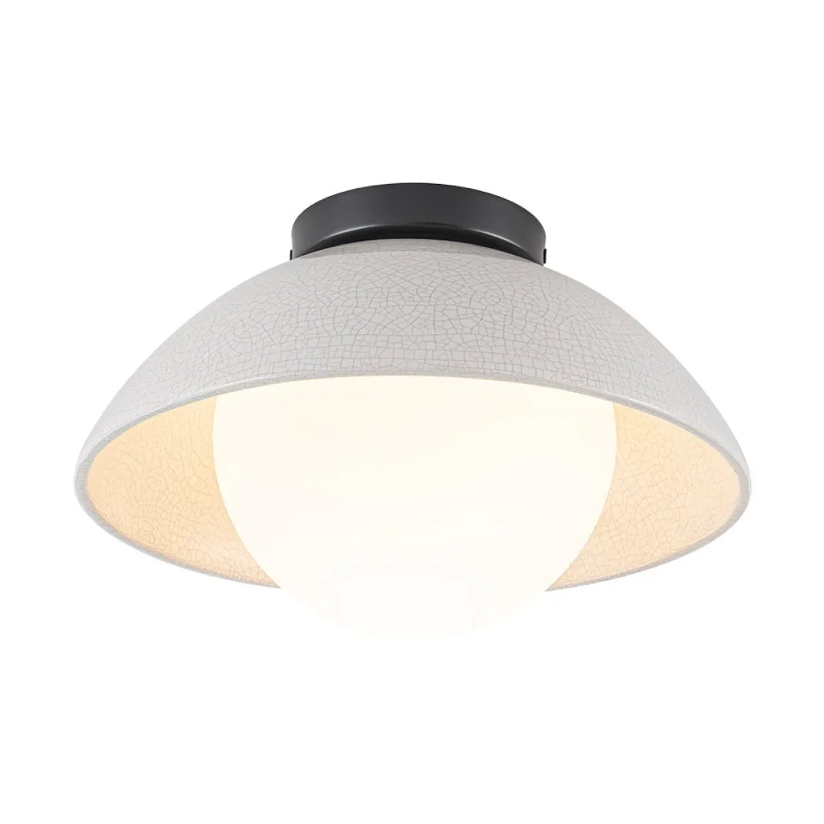 1-Light Ceramic Dome Frosted Shade Semi Flush Mount