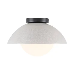 1-Light Ceramic Dome Frosted Shade Semi Flush Mount