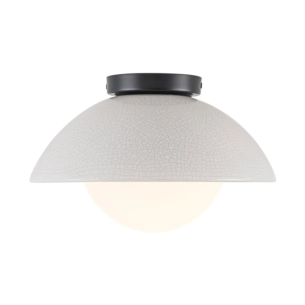 1-Light Ceramic Dome Frosted Shade Semi Flush Mount