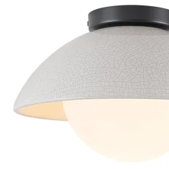 1-Light Ceramic Dome Frosted Shade Semi Flush Mount