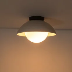 1-Light Ceramic Dome Frosted Shade Semi Flush Mount