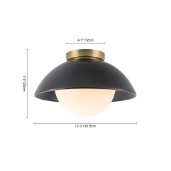 1-Light Ceramic Dome Frosted Shade Semi Flush Mount