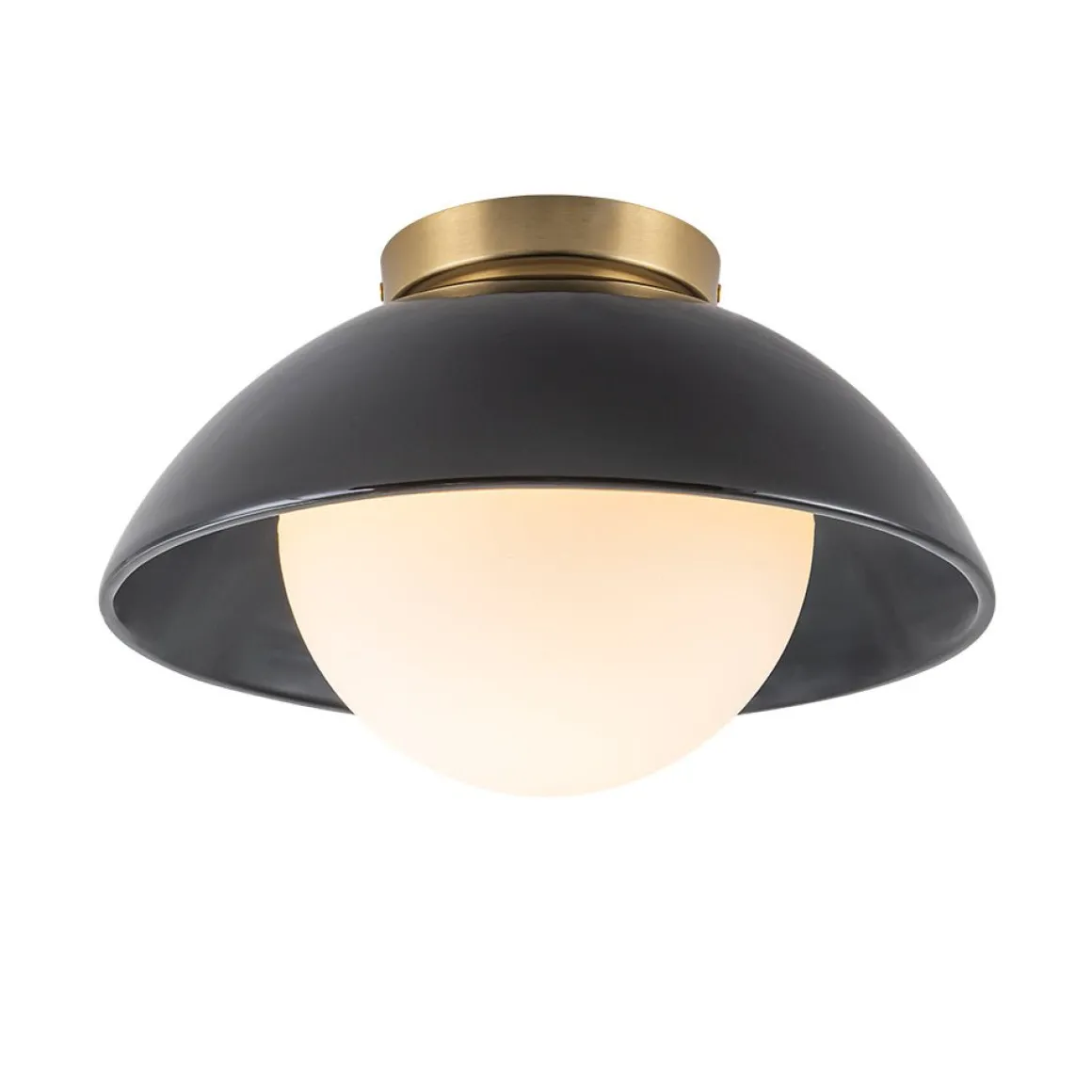1-Light Ceramic Dome Frosted Shade Semi Flush Mount