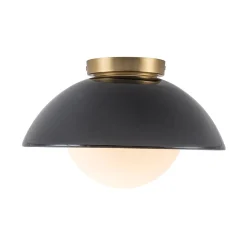 1-Light Ceramic Dome Frosted Shade Semi Flush Mount