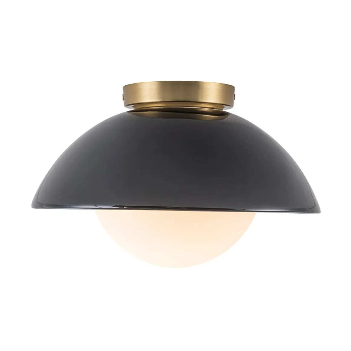 1-Light Ceramic Dome Frosted Shade Semi Flush Mount