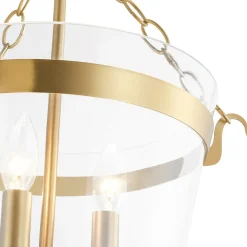 3-Light Clear Glass Bell Jar Lantern Pendant / Semi Flush