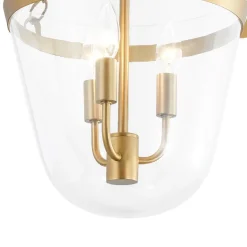 3-Light Clear Glass Bell Jar Lantern Pendant / Semi Flush