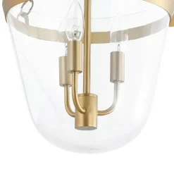 3-Light Clear Glass Bell Jar Lantern Pendant / Semi Flush