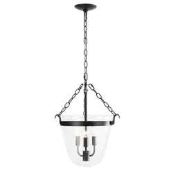 3-Light Clear Glass Bell Jar Lantern Pendant / Semi Flush