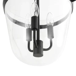 3-Light Clear Glass Bell Jar Lantern Pendant / Semi Flush