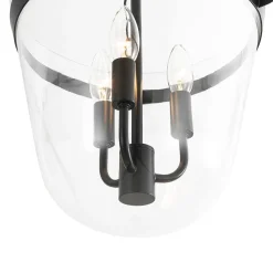 3-Light Clear Glass Bell Jar Lantern Pendant / Semi Flush