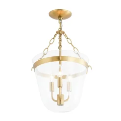 3-Light Clear Glass Bell Jar Lantern Pendant / Semi Flush