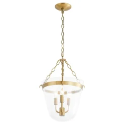 3-Light Clear Glass Bell Jar Lantern Pendant / Semi Flush
