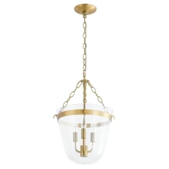 3-Light Clear Glass Bell Jar Lantern Pendant / Semi Flush