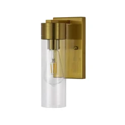 1-Light Clear Glass Cylinder Bathroom Vanity Wall Sconce