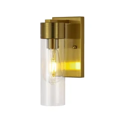 1-Light Clear Glass Cylinder Bathroom Vanity Wall Sconce