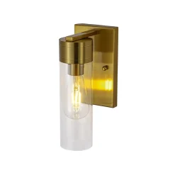 1-Light Clear Glass Cylinder Bathroom Vanity Wall Sconce
