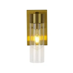 1-Light Clear Glass Cylinder Bathroom Vanity Wall Sconce