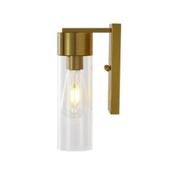 1-Light Clear Glass Cylinder Bathroom Vanity Wall Sconce