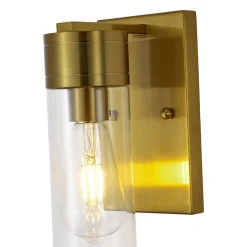 1-Light Clear Glass Cylinder Bathroom Vanity Wall Sconce