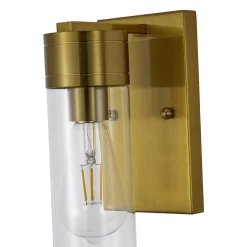 1-Light Clear Glass Cylinder Bathroom Vanity Wall Sconce
