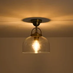 1-Light Clear Glass Dome Shade Semi Flush Mount