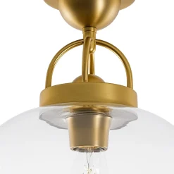 1-Light Clear Glass Dome Shade Semi Flush Mount