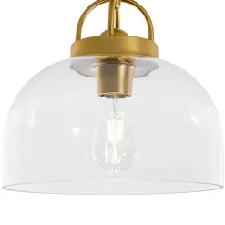 1-Light Clear Glass Dome Shade Semi Flush Mount